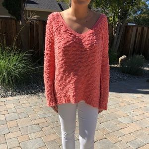 Free people coral slouchy sweater
